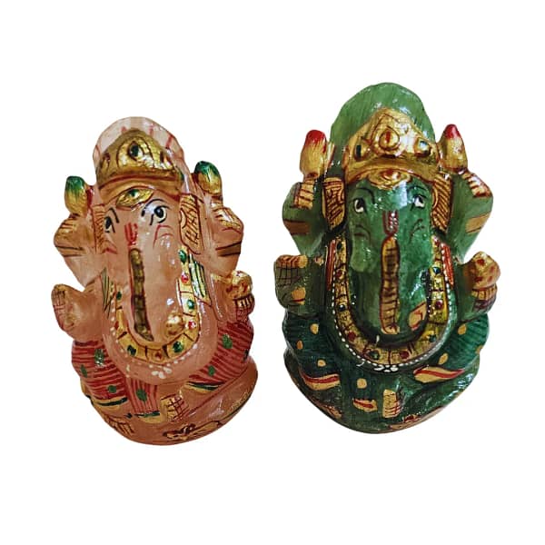 ganesha idol combo offer in rose quartz and green aventurine