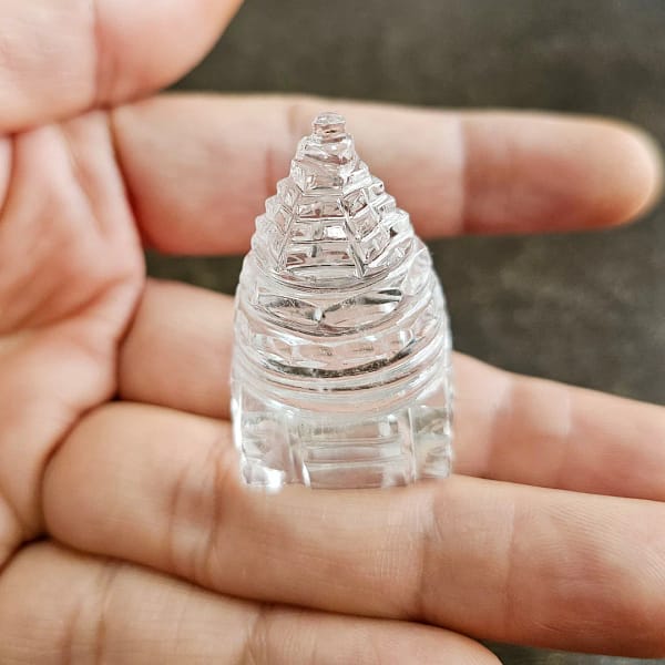 ShriYantra in Clear Quartz in a hand